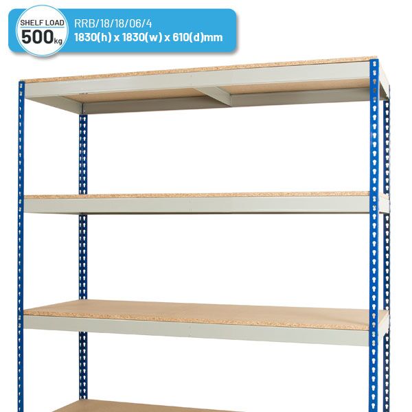 Heavy Duty Rivet Racking - Wide Shelving Bay (1830h x 1830w x 305d mm) with 4 Shelves